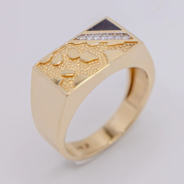 Anillo para Hombre, Abstracto con Piedra y Ónix - Imagen 2