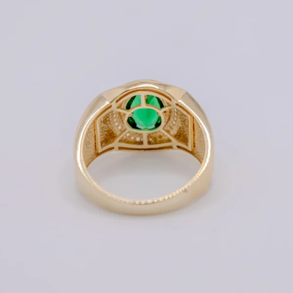 Anillo para Hombre, Almendra Color Esmeralda en Línea Blanca - Imagen 2