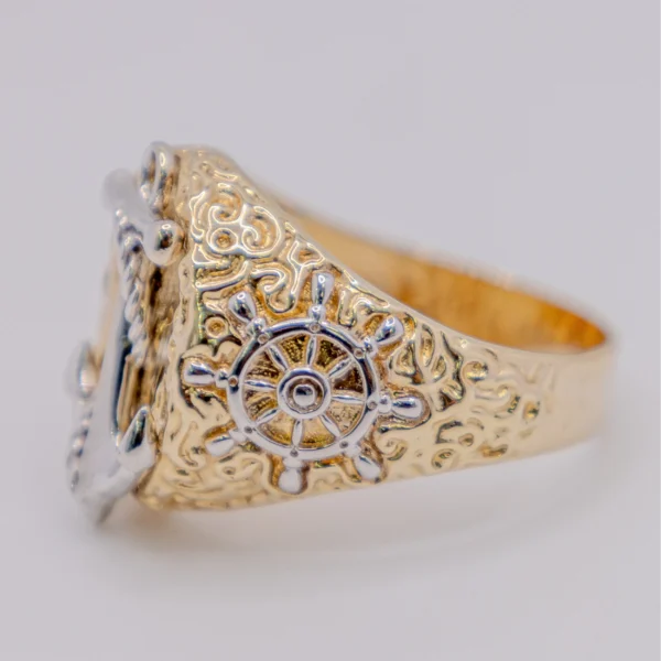 Anillo para Hombre con Ancla Blanca en Óvalo Grande - Imagen 3