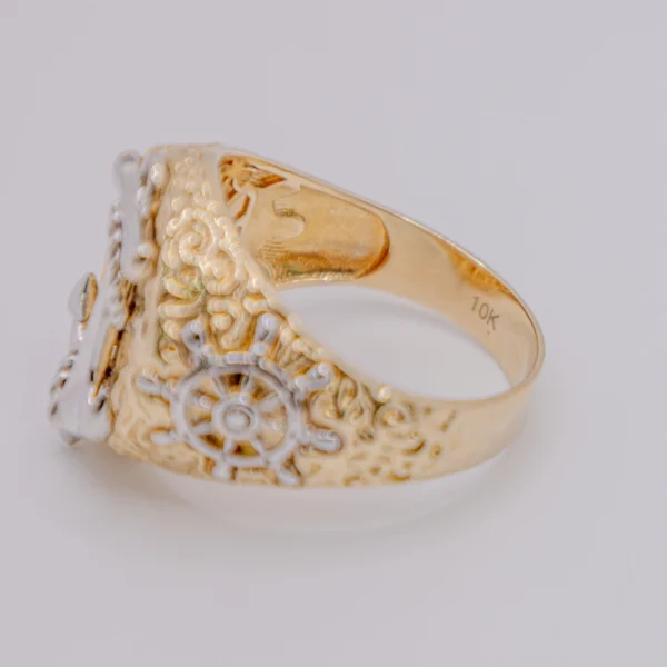 Anillo para Hombre con Ancla Blanca en Óvalo Grande - Imagen 4