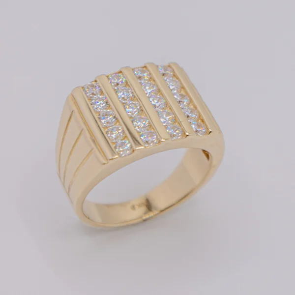 Anillo para Hombre con Barras de Piedras 10k