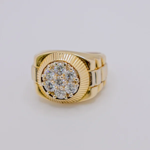 Anillo para Hombre con Círculo Grande de Piedras Blancas - Imagen 3