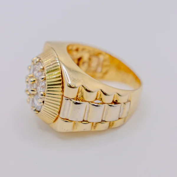Anillo para Hombre con Círculo Grande de Piedras Blancas - Imagen 4