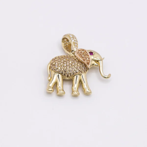 Dije de Elefante con Zirconia y Ojo Color Rubí - Imagen 2