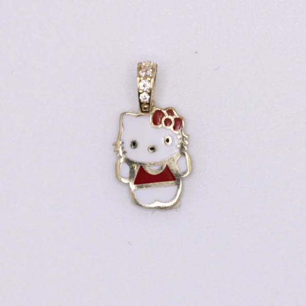 Dije de Hello Kitty con zirconia en la argolla 10k