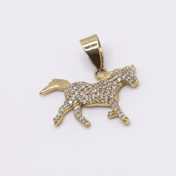 Dije de caballo en 10k y zirconia - Imagen 2