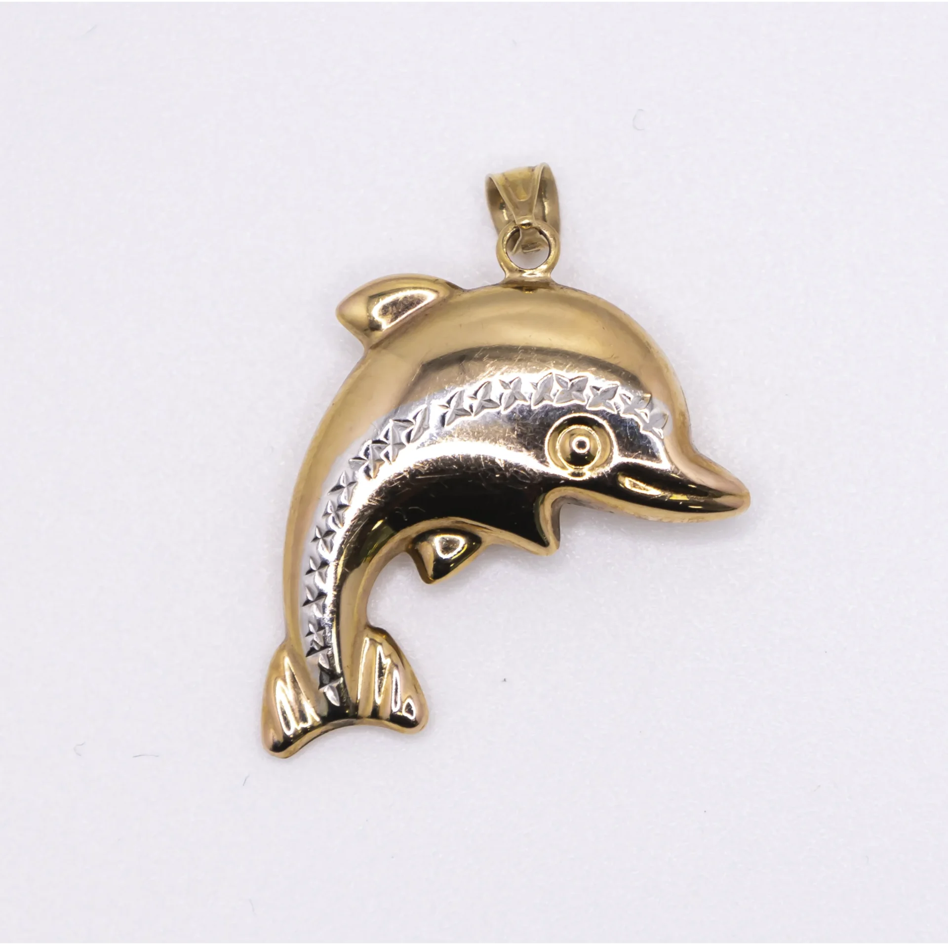 Dije de delfin oro 14k y zirconia