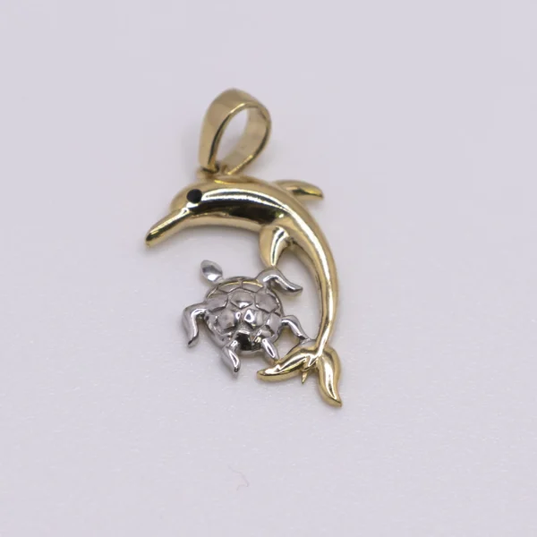 Dije pequeño con forma de animal en oro blanco y amarillo 10k - Imagen 2