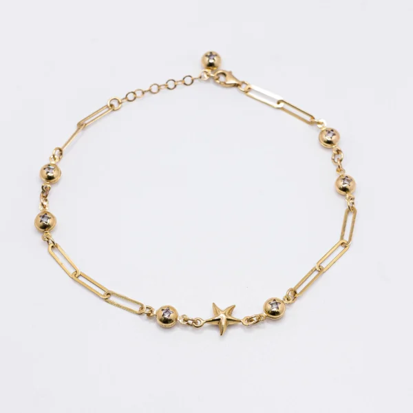 Tobillera Paper Clip con Accesorios 14k
