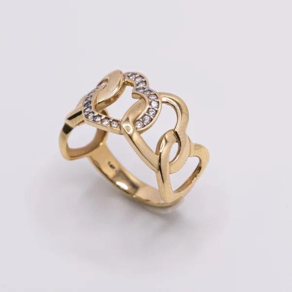 Anillo para Mujer con Corazones Entrelazados 14k