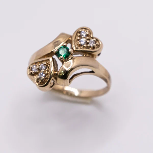 Anillo para Mujer con Dos Corazones 10k