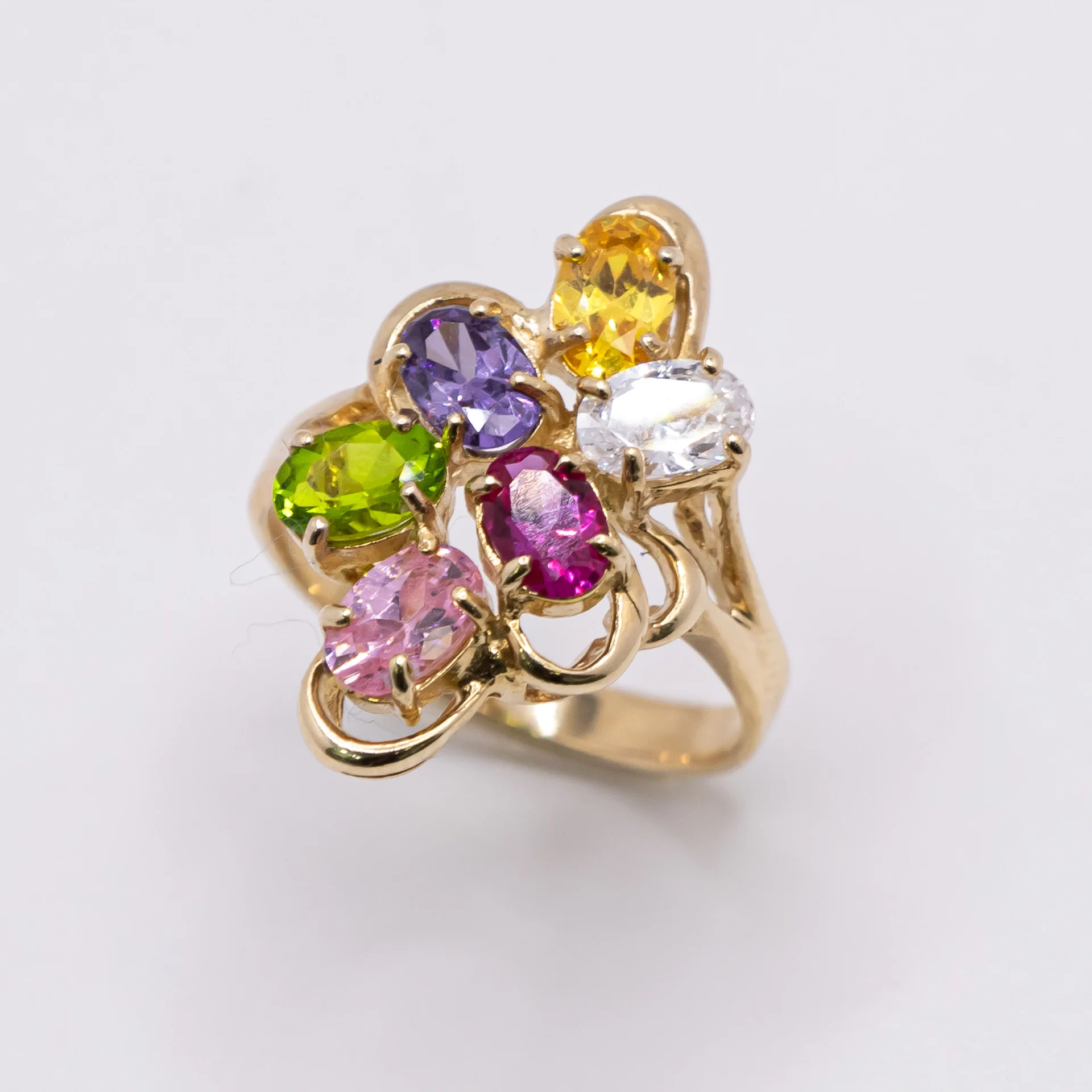 Anillo para Mujer con Flor Multicolor 10k