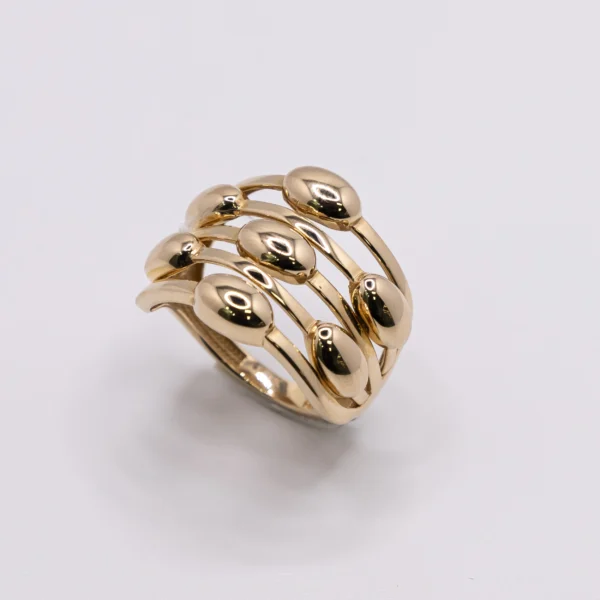Anillo para Mujer con Óvalos y Líneas 14k