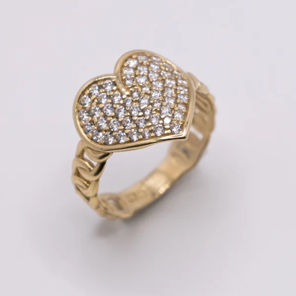 Anillo para Mujer con Corazón y Cadena 14k