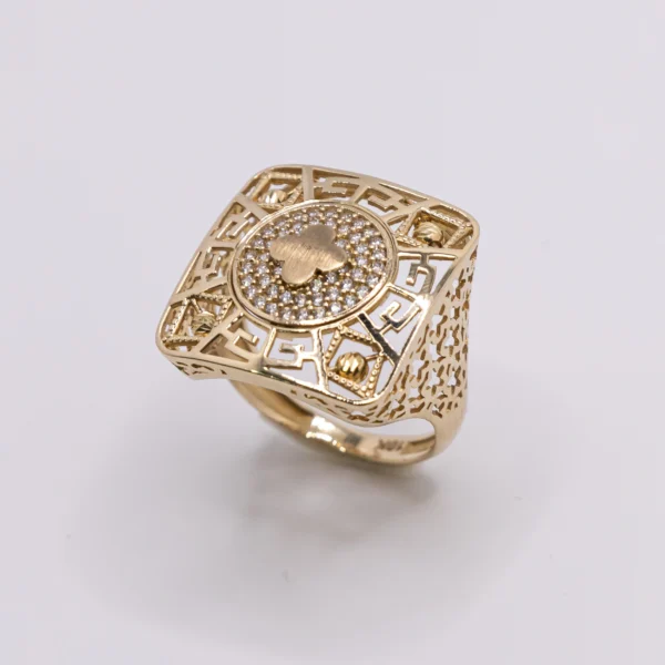 Anillo para Mujer con Trébol sobre Zirconia 10k
