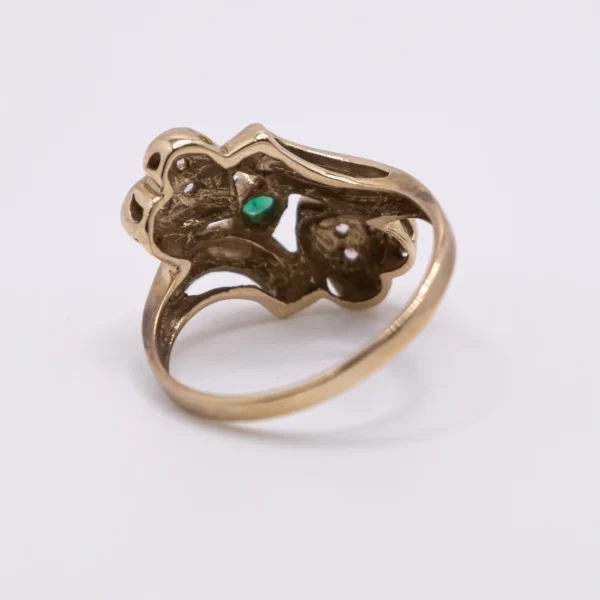 Anillo para Mujer, Dos Corazones con Esmeralda Verde - Imagen 4