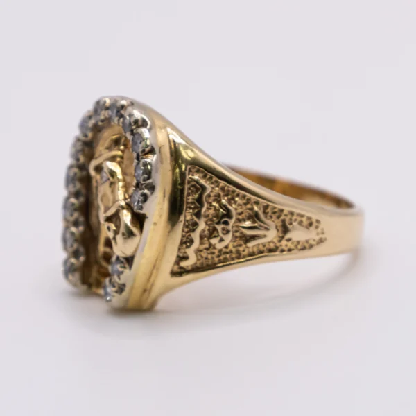 Anillo para Hombre, Caballo en Herradura Blanca y Chispas - Imagen 4