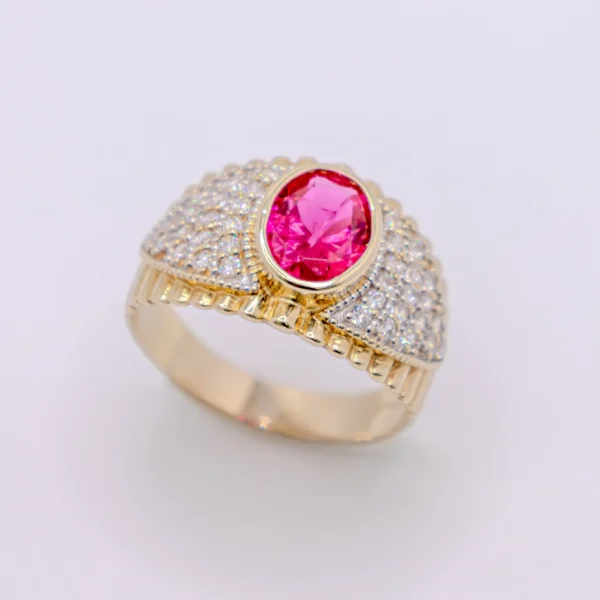 Anillo Para Hombre con Almendra Roja - Imagen 2