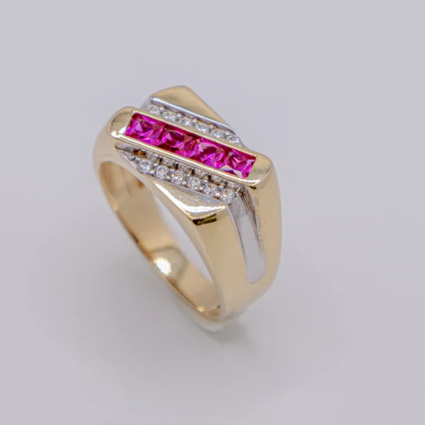 Anillo Para Hombre, Cuadrada Color Rubí - Imagen 2