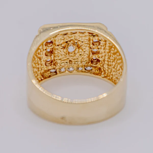 Anillo para Hombre, Cuadrada Grande Chispa Blanca rodeada - Imagen 3