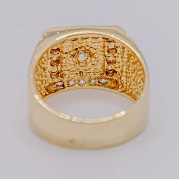 Anillo para Hombre, Cuadrada Grande Chispa Blanca rodeada - Imagen 4