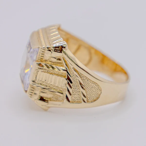 Anillo para Hombre,Cuadrada Piedra Blanca y CorteBrillo - Imagen 3