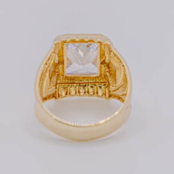 Anillo para Hombre,Cuadrada Piedra Blanca y CorteBrillo - Imagen 2