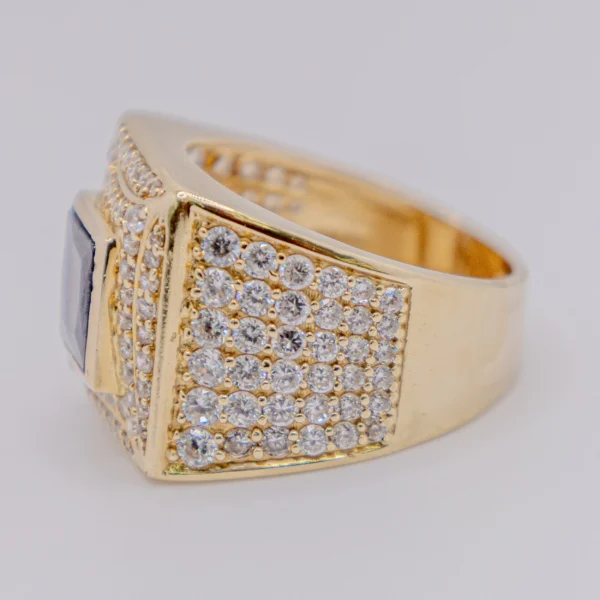 Anillo para Hombre,Cuadrado con Piedra Negra y chispas - Imagen 4