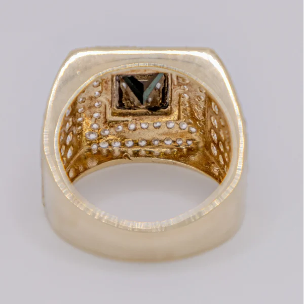 Anillo para Hombre,Cuadrado con Piedra Negra y chispas - Imagen 5