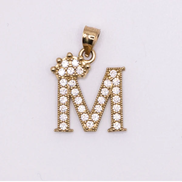 Dije de inicial M 10k con zirconia
