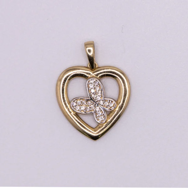 Dije en forma de corazon con zirconia 14k