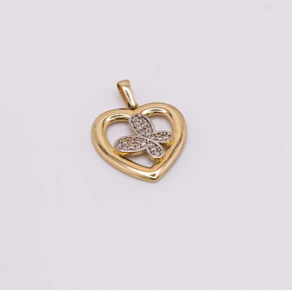 Dije en forma de corazon con zirconia 14k - Imagen 2