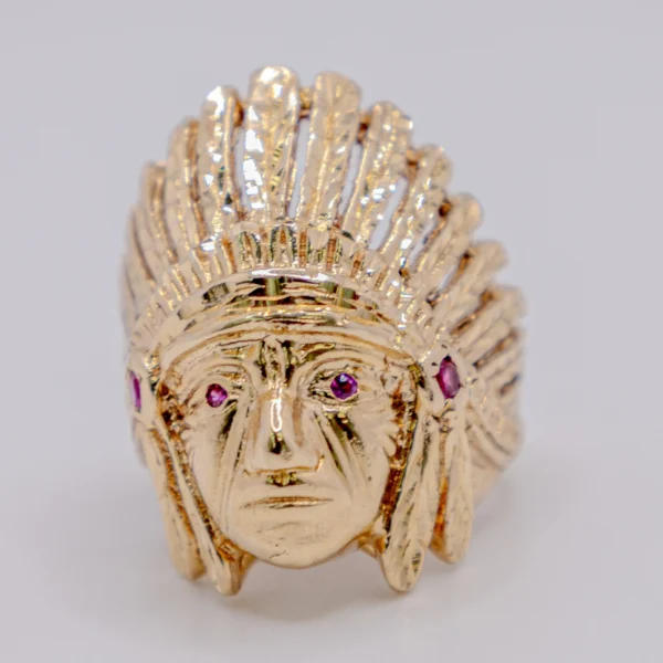 Anillo para Hombre con Indio de Ojos Color Rubí - Imagen 2