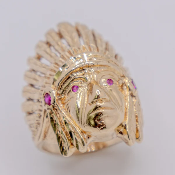 Anillo para Hombre con Indio de Ojos Color Rubí - Imagen 4