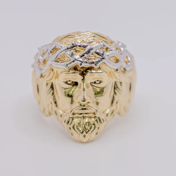 Anillo para Hombre con Jesús de Corona Blanca - Imagen 2