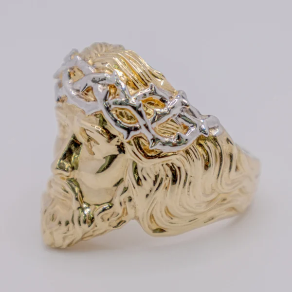 Anillo para Hombre con Jesús de Corona Blanca - Imagen 4