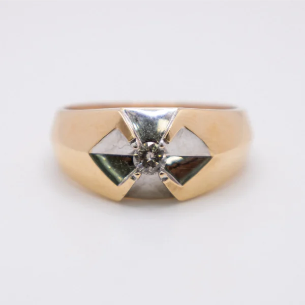 Anillo para Hombre, Lazo Blanco Chispa al Centro - Imagen 2