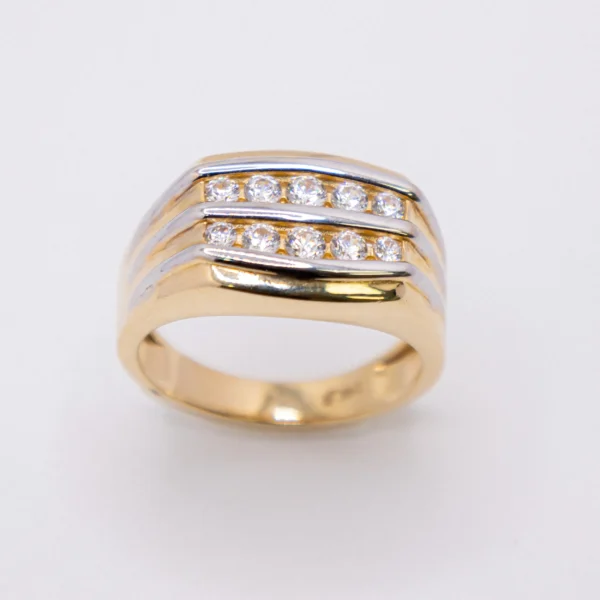 Anillo para Hombre con Líneas Blancas de Zirconia - Imagen 2