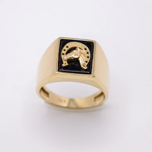 Anillo para Hombre, Ónix con Herradura - Imagen 5