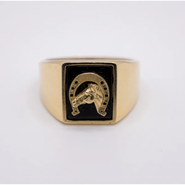 Anillo para Hombre, Ónix con Herradura - Imagen 3