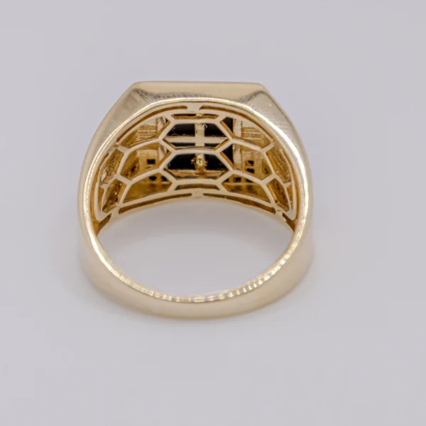 Anillo para Hombre, Emblema Masón y Chispas Negras - Imagen 5