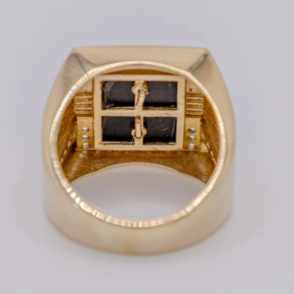 Anillo para Hombre con Cruz y Chispas en Ónix - Imagen 5