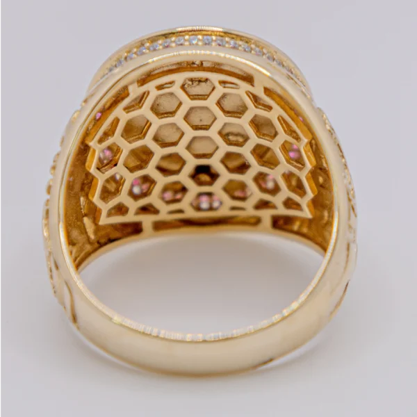 Anillo para Hombre, Santa Bárbara Ovalada Sobre Piedra Color Rubí - Imagen 4
