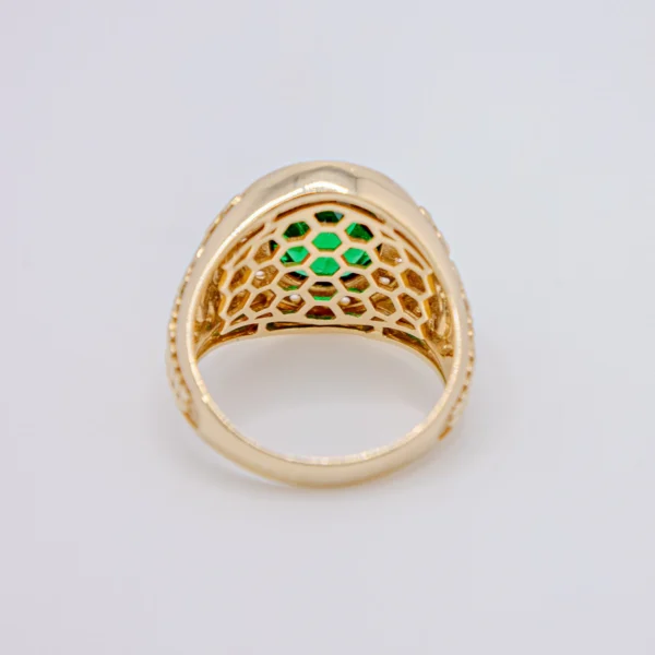 Anillo para Hombre,Ovalo color Esmeralda y Zirconia - Imagen 4