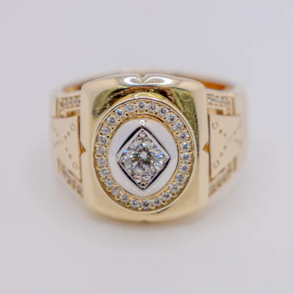 Anillo para Hombre, Rombo de Piedra Blanca - Imagen 2