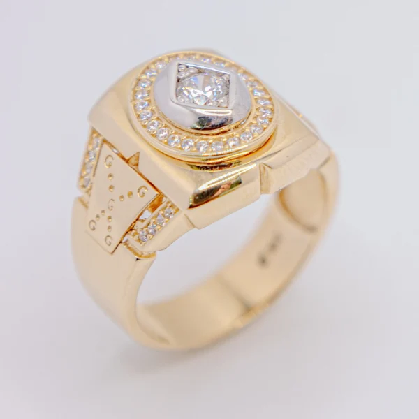 Anillo para Hombre, Rombo de Piedra Blanca