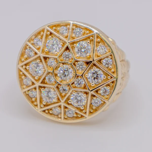 Anillo para Hombre, Roseta Piedras Grandes Blancas - Imagen 2