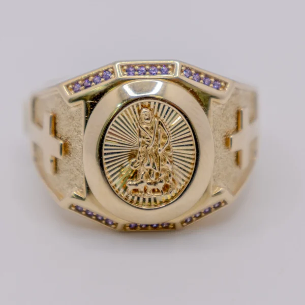 Anillo para Hombre, San Lázaro en Óvalo Cruz - Imagen 2