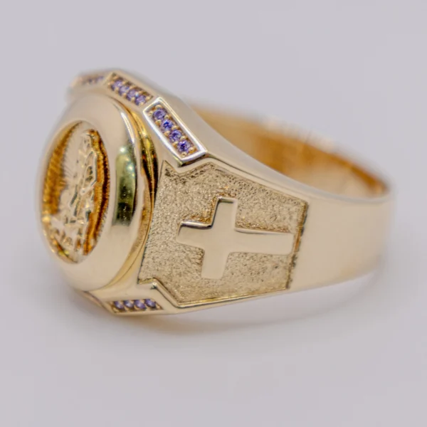 Anillo para Hombre, San Lázaro en Óvalo Cruz - Imagen 3
