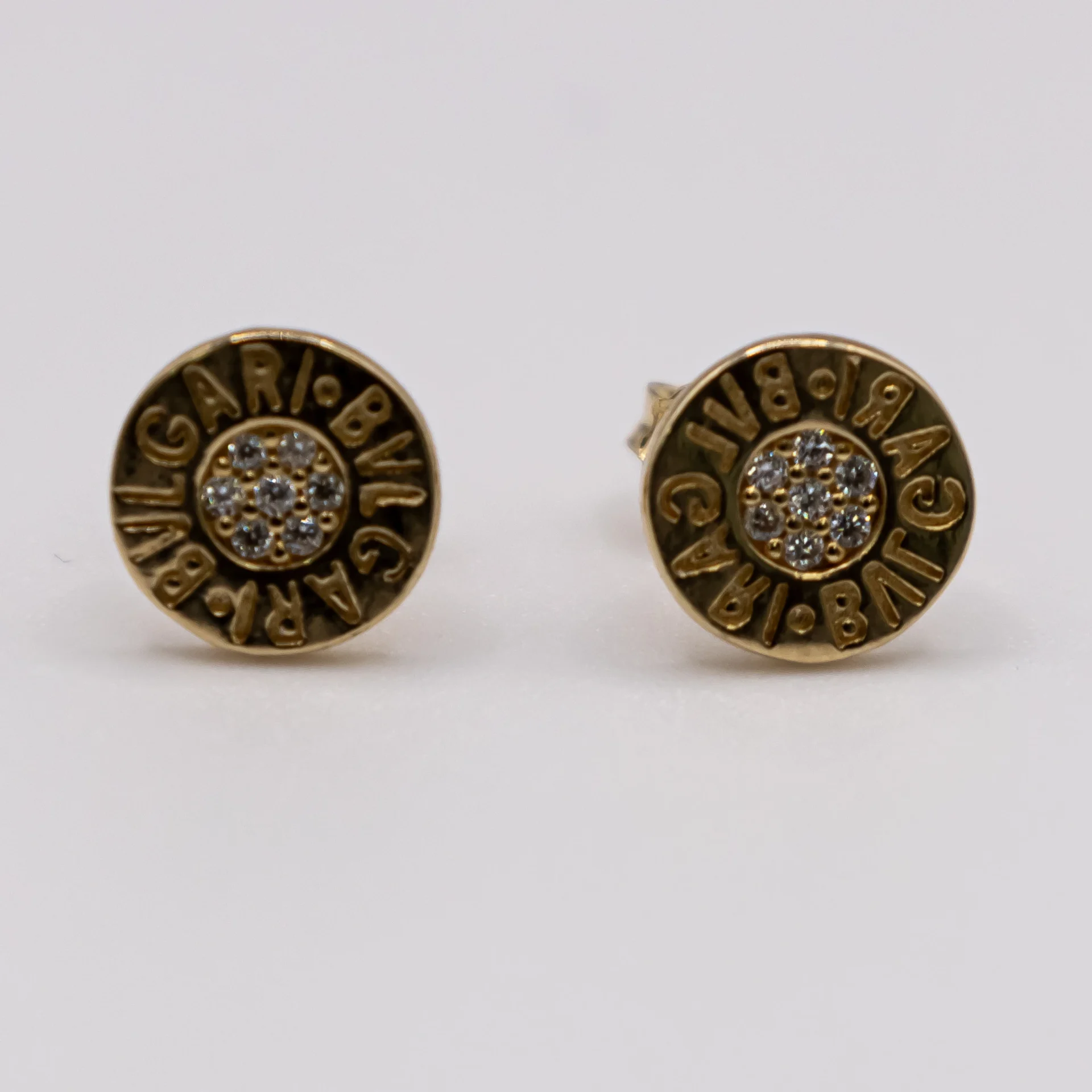 Aretes Estilo Bulgari y Zirconia 14k